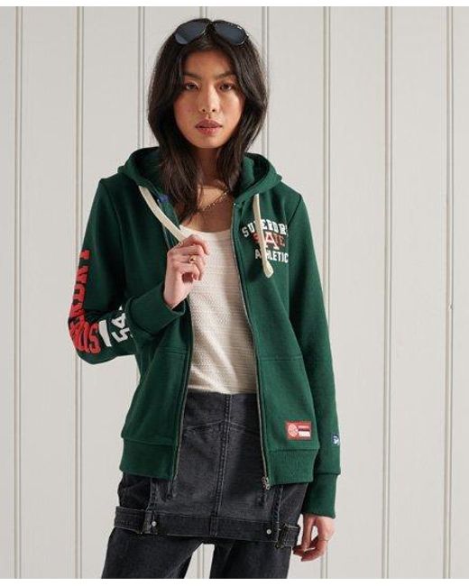 Superdry Green Collegiate Athletic Loopback Zip Hoodie