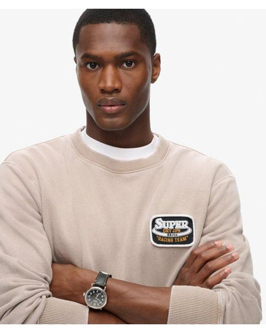 Superdry Natural & Co Loose Fit Embroidered Logo Mechanic Crew Sweatshirt for men