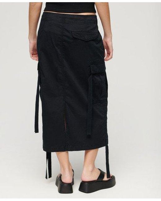 Superdry Black Cargo Midi Skirt