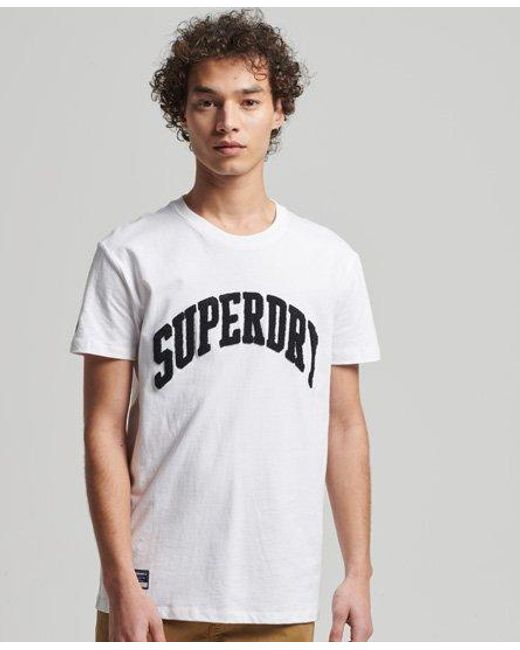 Superdry White Varsity Arch Mono T-Shirt Optic for men