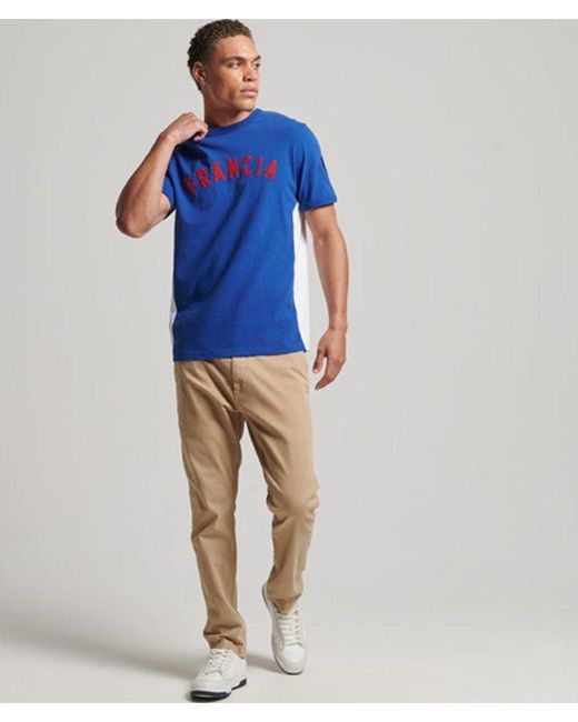 Superdry Blue & Co Ringspun Football France Matchday T-shirt for men