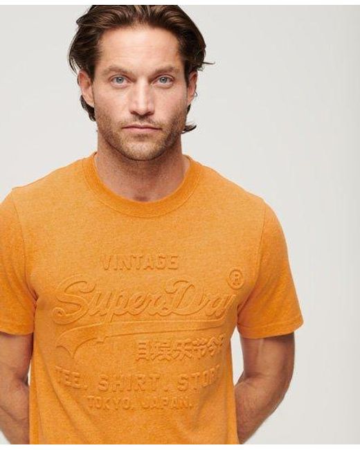 Superdry Orange Embossed Vintage Logo T-shirt for men