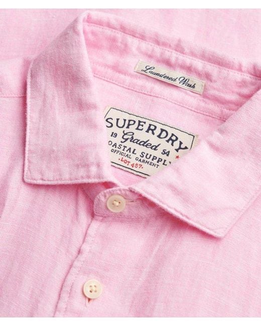 Superdry Pink & Co Riviera Long Sleeve Linen Shirt for men