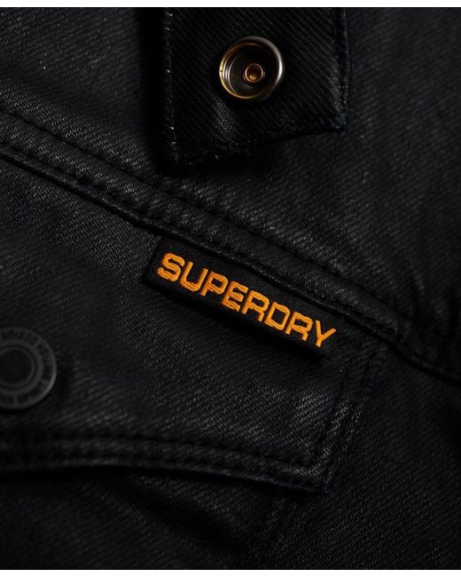 Superdry denim biker cheap jacket charcoal resinated