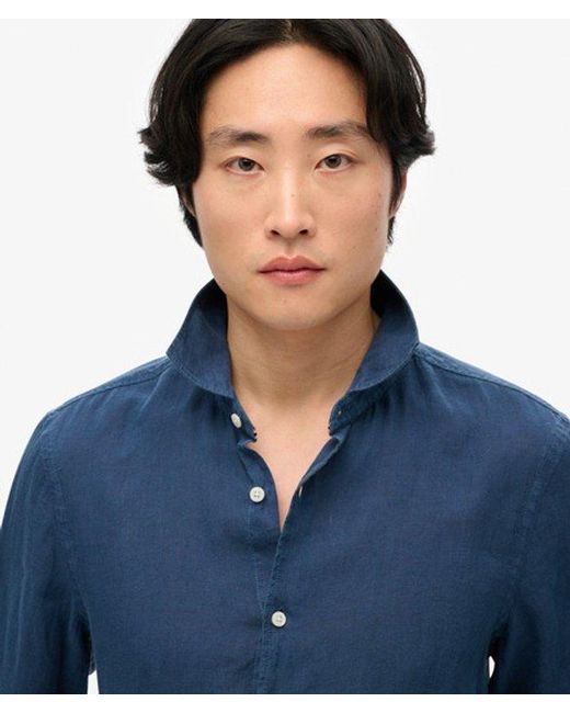Superdry Blue & Co Vacation Long Sleeved Linen Shirt for men