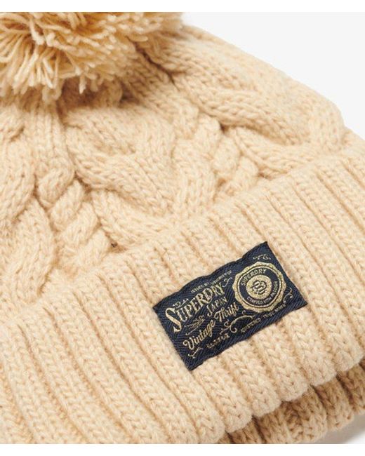 Superdry Natural & Co Cable Knit Chunky Beanie Hat