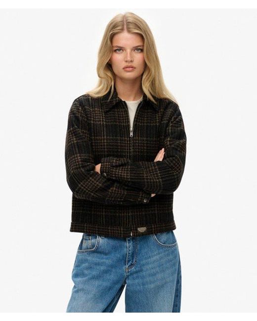 Superdry Blue & Co Checked Ranch Quilted Jacket