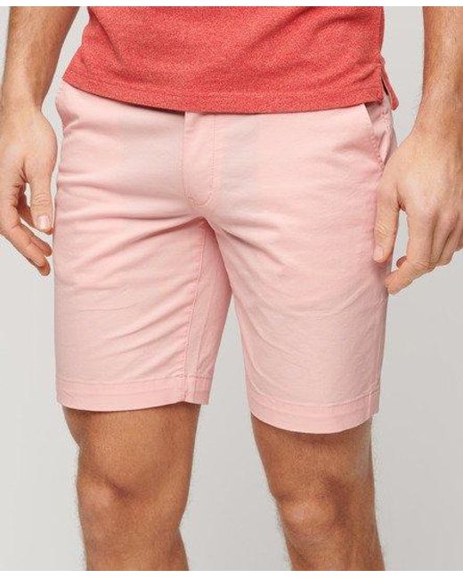 Superdry Pink Slim Fit Stretch Chino Shorts for men
