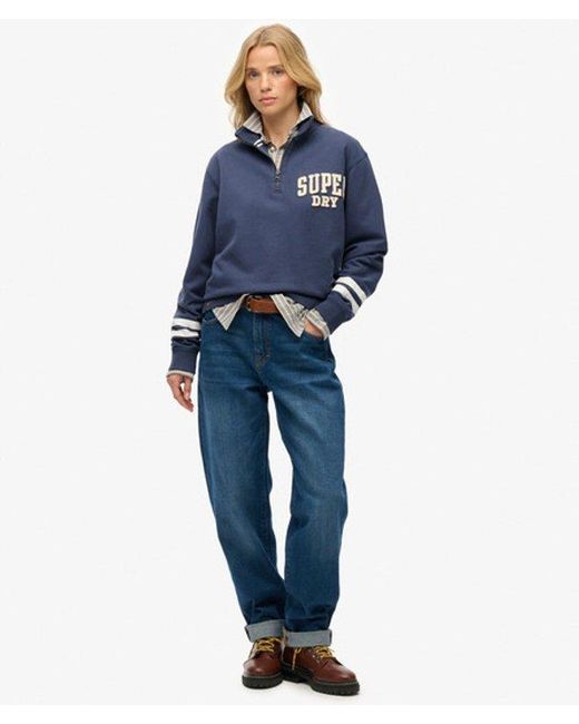 Superdry Blue Athletic Essentials Applique Half Zip Sweatshirt