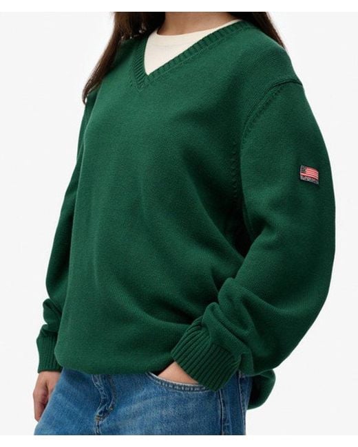 Superdry Green & Co Oversized V Neck Jumper