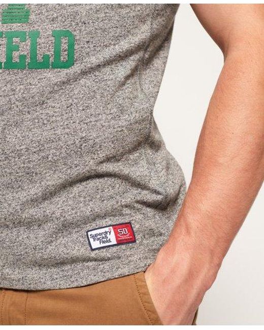 Superdry Green Track & Field Ringer T-Shirt Shotput Charcoal Grit for men