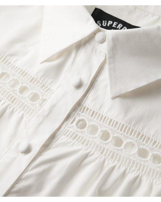 Superdry White & Co Cotton Lace Detail Mix Shirt Dress