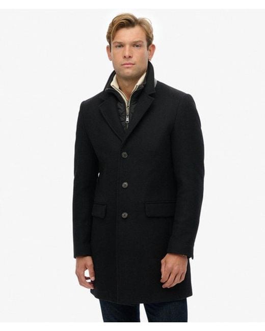 Homme Manteau Ville 2 En 1 Ajusté Taille Superdry pour homme en coloris Black
