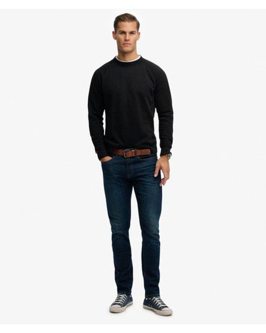 Superdry Black & Co Essential Logo Raglan Crew Sweatshirt for men