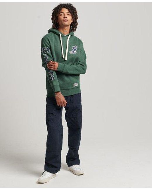 Superdry Green Vintage Script Style College Hoodie Enamel Marl for men