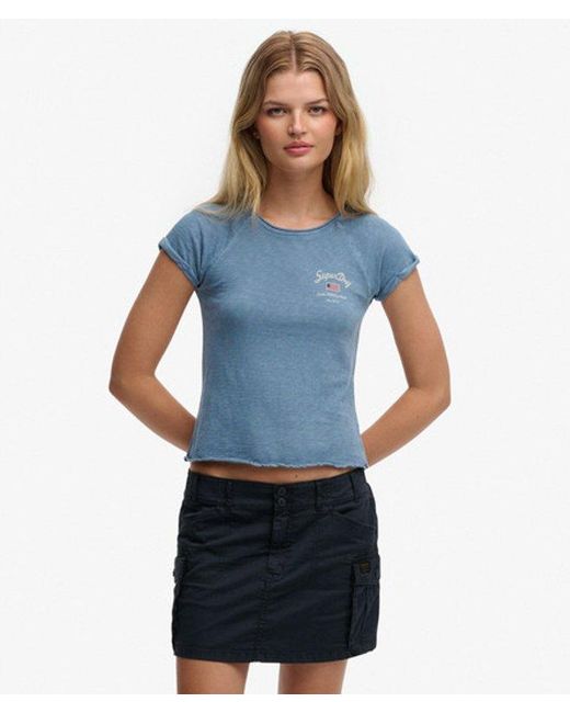 Superdry Blue Cargo Mini Skirt