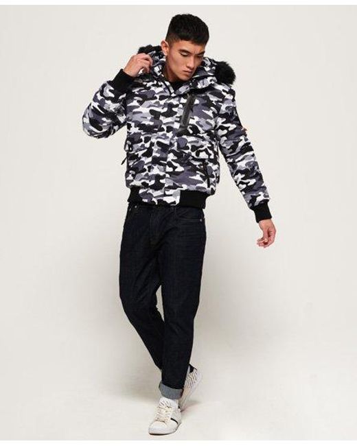 Superdry Blue Everest Bomber Jacket Camo for men