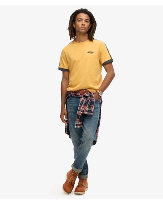Superdry Yellow & Co Essential Logo Retro Striped T-shirt for men