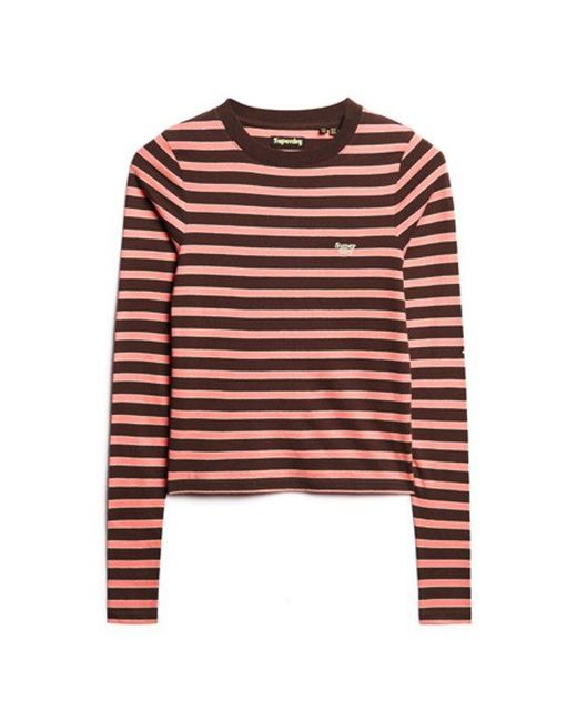 Superdry Red & Co Stripe Long Sleeve Top
