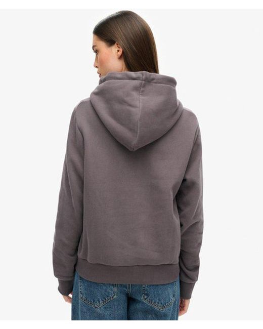 Superdry Gray & Co Ladies Classic Embroidered Logo Retro Glitter Hoodie