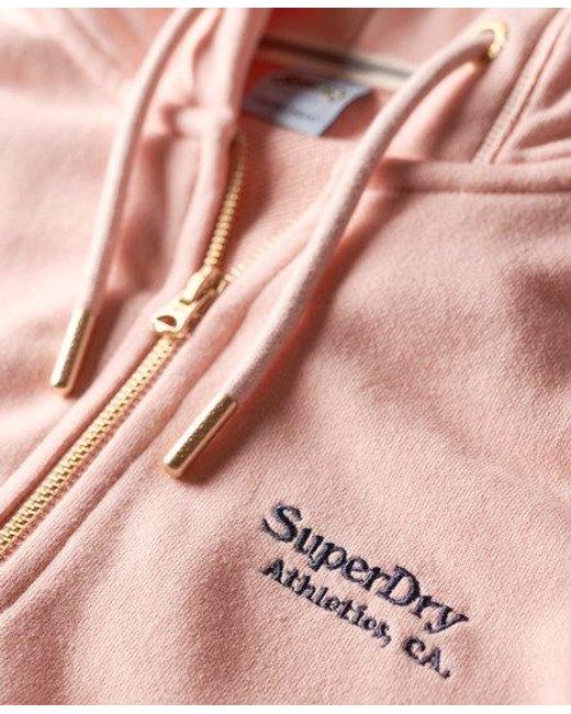 Superdry Pink Essential Logo Zip Hoodie