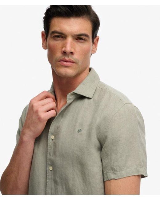 Superdry Gray & Co Riviera Short Sleeve Linen Shirt for men