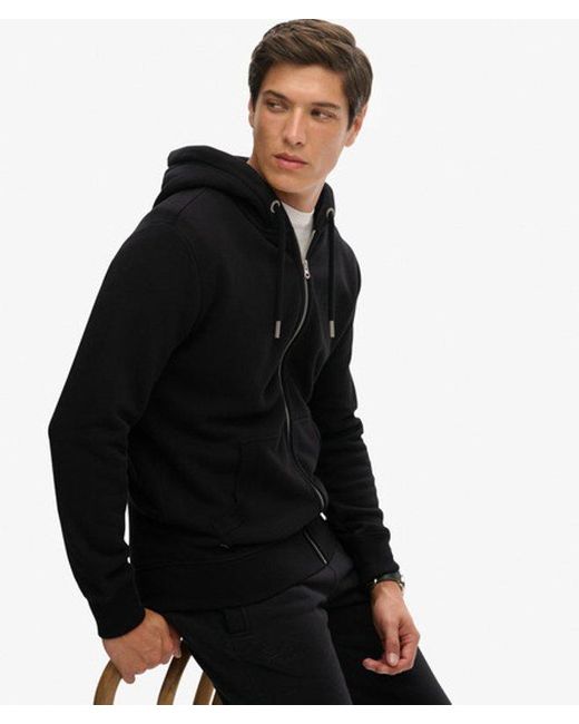 Homme Sweat À Capuche Zippé Logo Vintage Brodé Taille Superdry pour homme en coloris Black