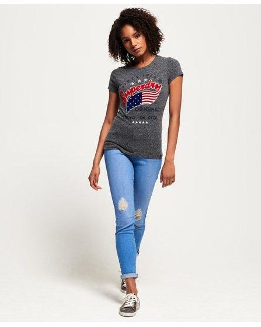 Superdry Gray American Star T-Shirt Charcoal Snow