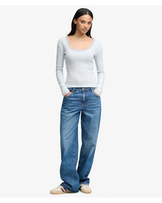Superdry White & Co Athletic Essentials Striped Long Sleeve Top
