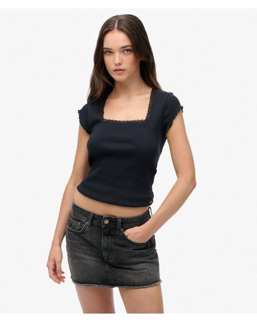 Superdry Black & Co Denim Mini Skirt