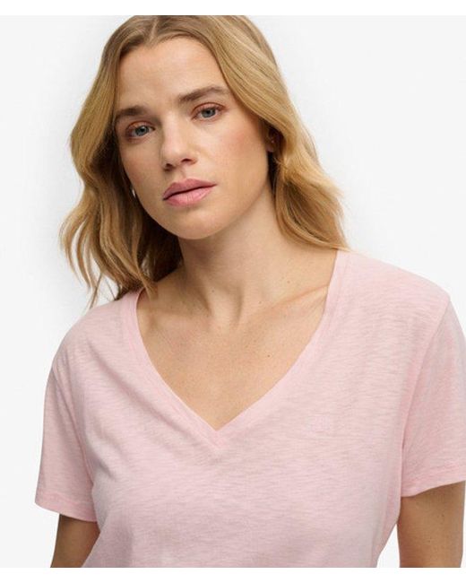 Superdry Pink & Co Studios Slub Embroidered T-shirt