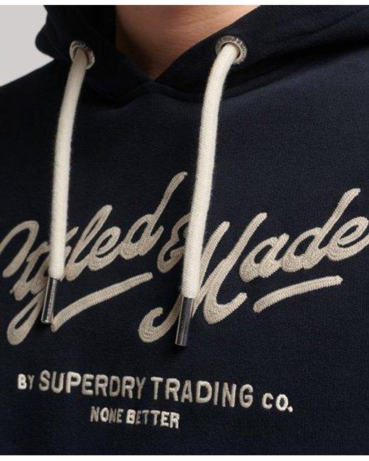 Superdry Blue Vintage Script Style Hoodie Eclipse for men