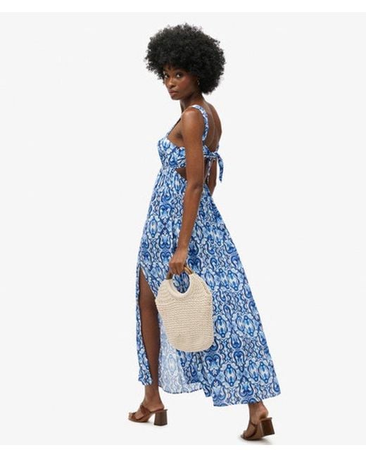 Superdry Blue & Co Tie Back Maxi Dress