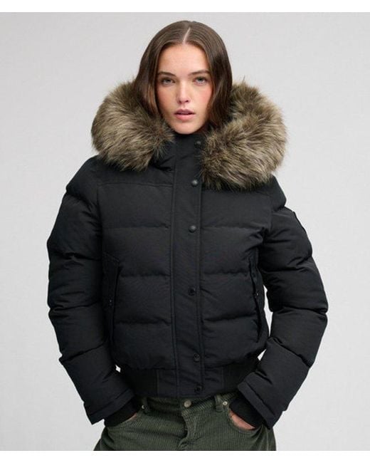 Superdry Black & Co Everest Slim Fit Hooded Bomber Jacket