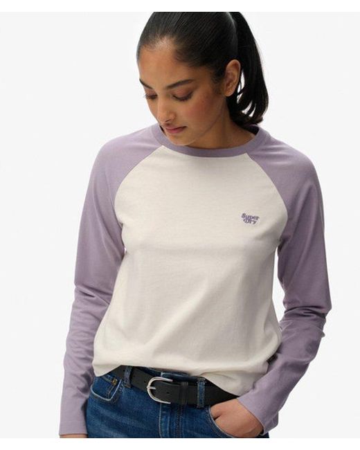 Superdry Gray & Co Essential Logo Long Sleeve Baseball Top