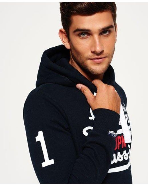 Superdry Blue Icarus Duo Rework Classic Hoodie Eclipse for men
