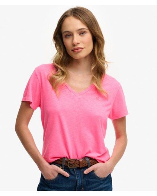 Superdry Pink Studios Slub Embroidered T-Shirt