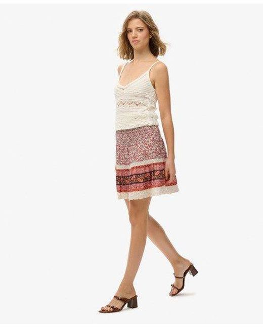Superdry Patchwork Minirok in het White