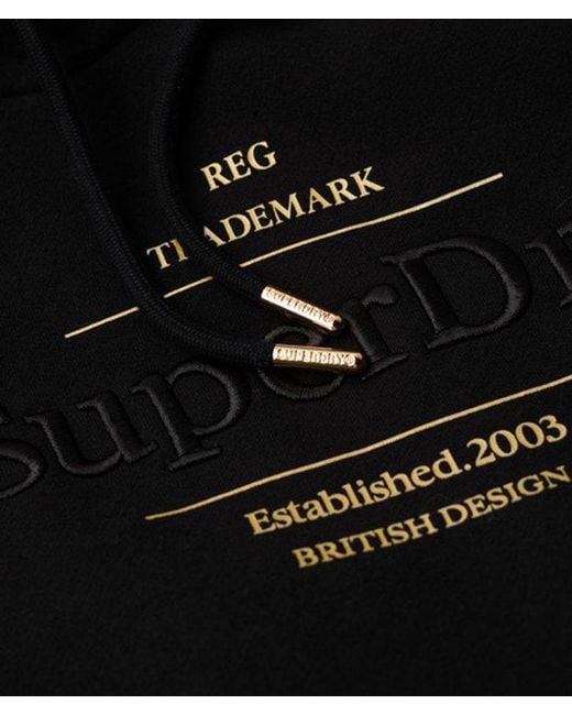 Sweat à capuche et logo métallisé luxe Superdry en coloris Black