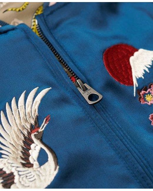 Superdry Blue Suikajan Embroidered Bomber Jacket