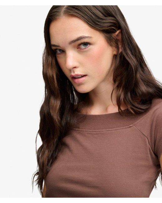Superdry Brown & Co Athletic Essentials Off Shoulder Top
