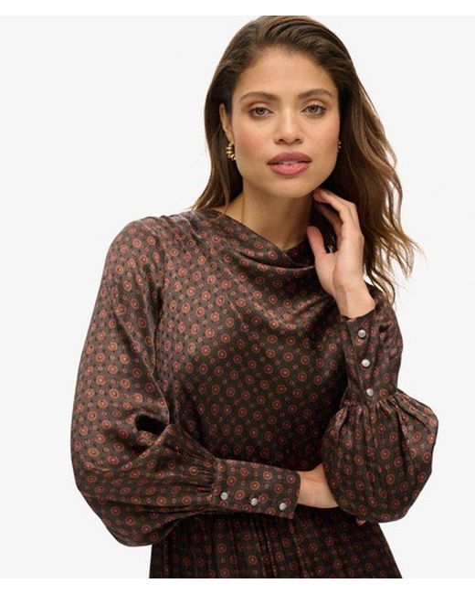 Superdry Brown & Co Mini Cowl Neck Jacquard Dress