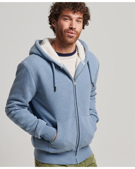 Bruin Overeenstemming Vies Superdry Essential Borg Lined Zip Hoodie Light Blue for Men | Lyst