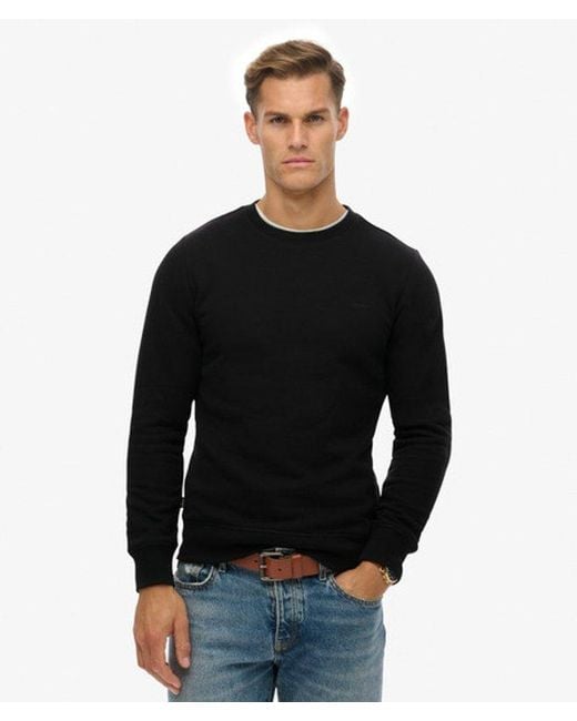 Superdry Black & Co Vintage Logo Embroidered Crew Sweatshirt for men