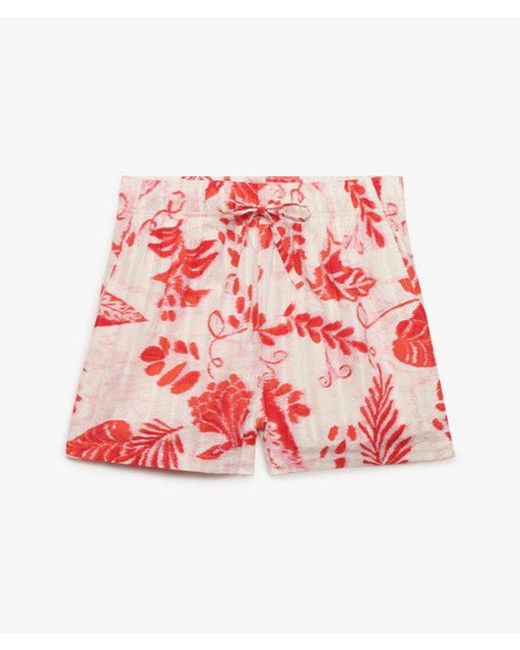 Superdry Red Cotton Printed Beach Shorts