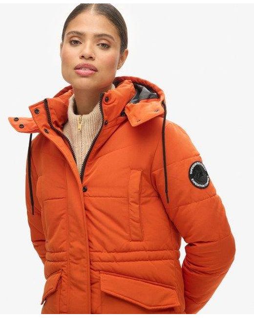 Superdry Orange Everest Longline Puffer Coat