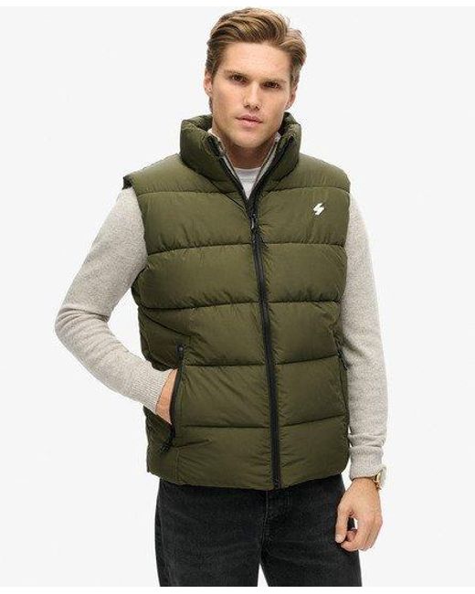 Superdry Green Embroidered Sports Puffer Gilet for men