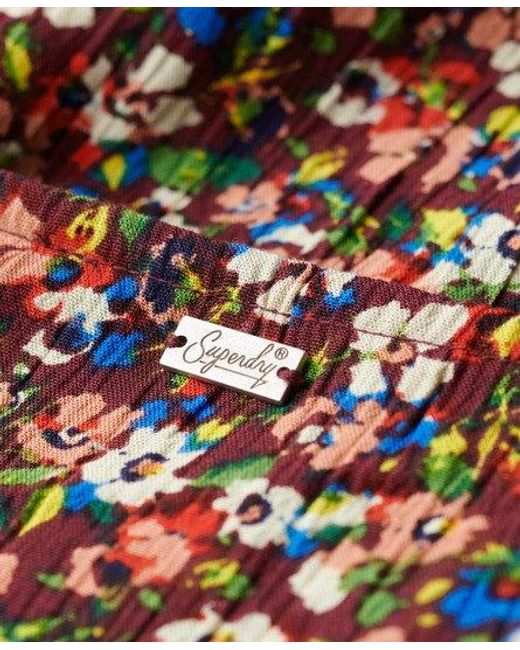 Robe mi-longue imprimée boutonnée à manches courtes Superdry en coloris Natural