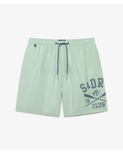 Superdry Green & Co Printed Logo 16-inch Swim Shorts for men