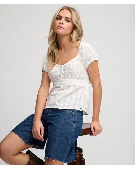 Superdry Athletic Essentials Top Met Slanke Pasvorm in het White